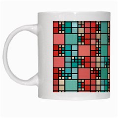 Red And Green Squares White Mug