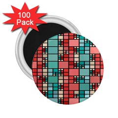 Red And Green Squares 2 25  Magnet (100 Pack) 