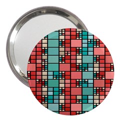 Red And Green Squares 3  Handbag Mirror by LalyLauraFLM