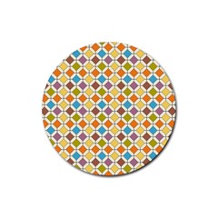 Colorful Rhombus Pattern Rubber Round Coaster (4 Pack)