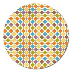 Colorful Rhombus Pattern Magnet 5  (round)