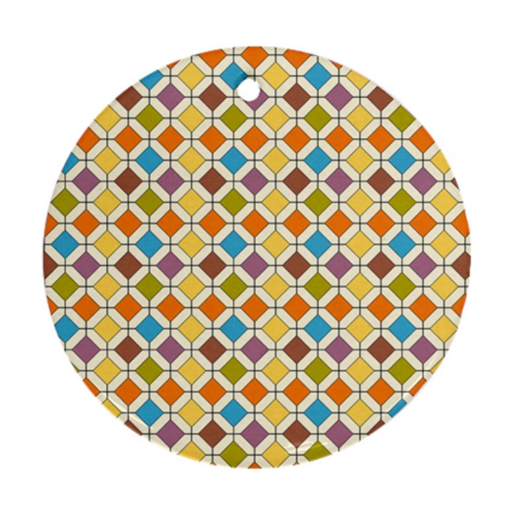 Colorful rhombus pattern Round Ornament (Two Sides)