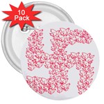 Swastika With Birds Of Peace Symbol 3  Button (10 pack)