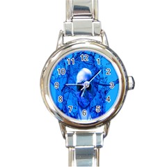 Alien Blue Round Italian Charm Watch by icarusismartdesigns