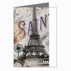 Vintage Paris Eiffel Tower Floral Greeting Card (8 Pack)
