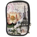 Vintage Paris Eiffel Tower Floral Compact Camera Leather Case Front