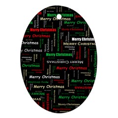 Merry Christmas Typography Art Oval Ornament by StuffOrSomething
