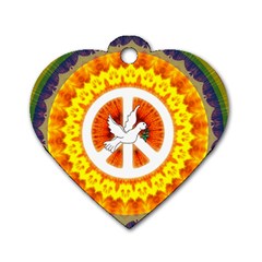 Psychedelic Peace Dove Mandala Dog Tag Heart (one Sided) 