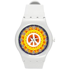 Psychedelic Peace Dove Mandala Plastic Sport Watch (medium)