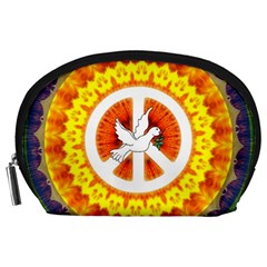 Psychedelic Peace Dove Mandala Accessory Pouch (large)