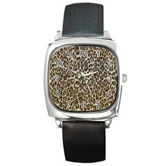 Chocolate Leopard  Square Leather Watch by OCDesignss