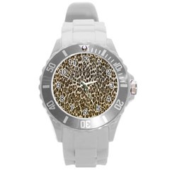 Chocolate Leopard  Plastic Sport Watch (large) by OCDesignss