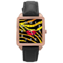 Mouthy Zebra  Rose Gold Leather Watch  by OCDesignss