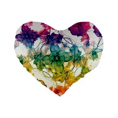 Multicolored Floral Swirls Decorative Design Standard Flano Heart Shape Cushion  by dflcprints
