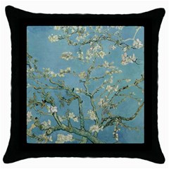 Vincent Van Gogh, Almond Blossom Black Throw Pillow Case by Oldmasters