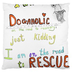 D0gaholic Large Flano Cushion Case (one Side) by Rokinart