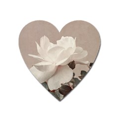 White Rose Vintage Style Photo In Ocher Colors Magnet (heart) by dflcprints