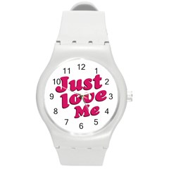 Just Love Me Text Typographic Quote Plastic Sport Watch (medium) by dflcprints