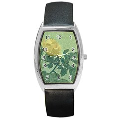 Yellow Rose Vintage Style  Tonneau Leather Watch by dflcprints