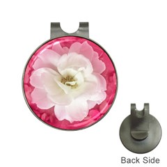 White Rose With Pink Leaves Around  Hat Clip With Golf Ball Marker by dflcprints