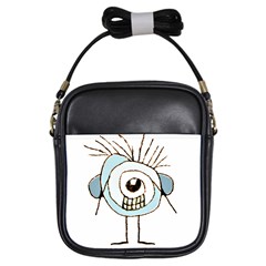 Cute Weird Caricature Illustration Girl s Sling Bag by dflcprints
