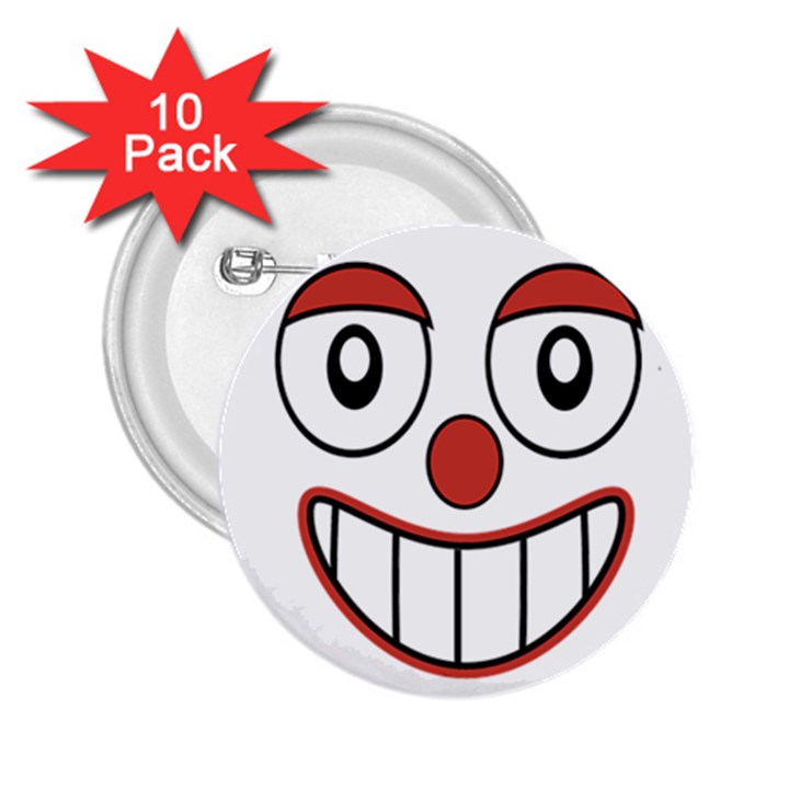 Happy Clown Cartoon Drawing 2.25  Button (10 pack)