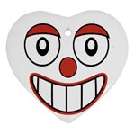Happy Clown Cartoon Drawing Heart Ornament (Two Sides)