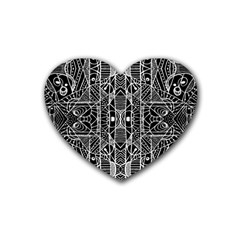 Black And White Tribal Geometric Pattern Print Drink Coasters 4 Pack (heart)  by dflcprints