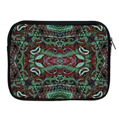 Tribal Ornament Pattern In Red And Green Colors Apple Ipad Zippered Sleeve by dflcprints