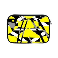 Yellow, Black And White Pieces Abstract Design Apple Ipad Mini Zipper Case by LalyLauraFLM