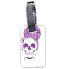 Purple Skull Bun Up Luggage Tag (two Sides) by vividaudacity
