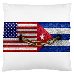 United States And Cuba Flags United Design Large Cushion Case (single Sided)  by dflcprints