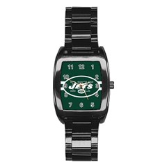 New York Jets National Football League Nfl Teams Afc Stainless Steel Barrel Watch by SportMart