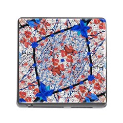 Floral Pattern Digital Collage Memory Card Reader With Storage (square) by dflcprints