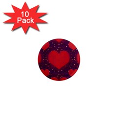Galaxy Hearts Grunge Style Pattern 1  Mini Button Magnet (10 Pack) by dflcprints