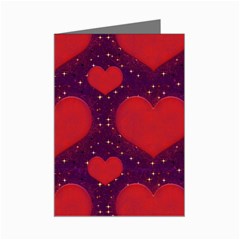 Galaxy Hearts Grunge Style Pattern Mini Greeting Card (8 Pack) by dflcprints