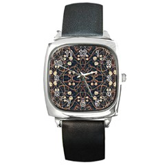 Victorian Style Grunge Pattern Square Leather Watch by dflcprints