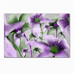 Lilies Collage Art In Green And Violet Colors Postcard 4 x 6  (10 Pack) by dflcprints