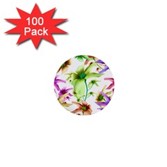 Multicolored Floral Print Pattern 1  Mini Button (100 Pack) by dflcprints