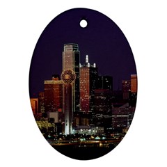 Dallas Skyline At Night Oval Ornament (two Sides) by StuffOrSomething