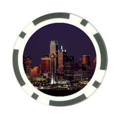 Dallas Skyline At Night Poker Chip by StuffOrSomething