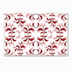 Floral Print Modern Pattern In Red And White Tones Postcard 4 x 6  (10 Pack) by dflcprints