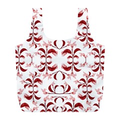 Floral Print Modern Pattern In Red And White Tones Reusable Bag (l) by dflcprints