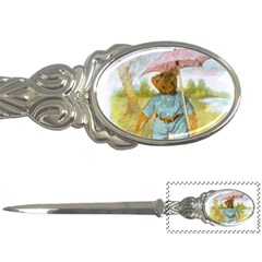 Vintage Drawing: Teddy Bear In The Rain Letter Opener by MotherGoose