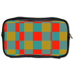 Squares In Retro Colors Toiletries Bag (one Side) by LalyLauraFLM