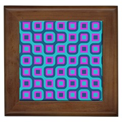 Blue Purple Squares Pattern Framed Tile by LalyLauraFLM