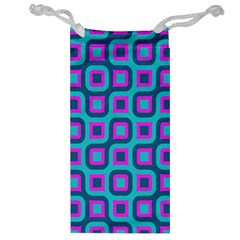 Blue Purple Squares Pattern Jewelry Bag by LalyLauraFLM