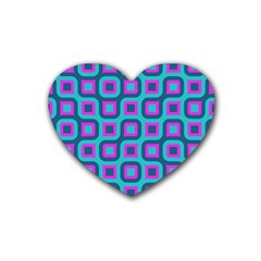 Blue Purple Squares Pattern Heart Coaster (4 Pack) by LalyLauraFLM