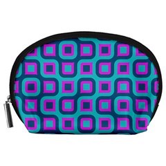 Blue Purple Squares Pattern Accessory Pouch (large) by LalyLauraFLM