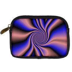 Purple Blue Swirl Digital Camera Leather Case by LalyLauraFLM